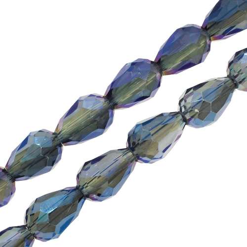 11mm crystal beads clear blue iris — faceted for jewelry making and beadwork
