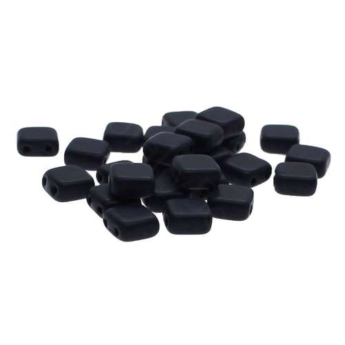 6mm Czech glass glass beads navy matte — pack of 25, high-quality two-hole beads ideal for jewelry making, bead weaving, and crafts