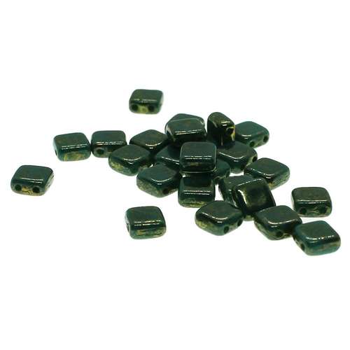 6mm Czech glass glass beads luster - transparent green — pack of 25, high-quality two-hole beads ideal for jewelry making, bead weaving,…