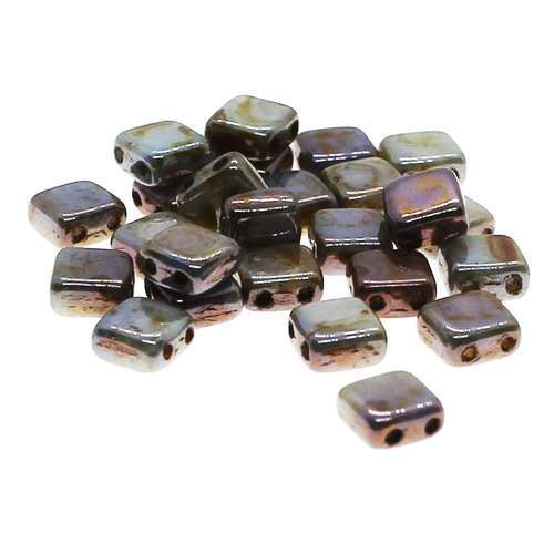 6mm Czech glass glass beads luster opq green — pack of 25, high-quality two-hole beads ideal for jewelry making, bead weaving, and crafts