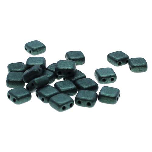 6mm Czech glass glass beads metallic suede - light green — pack of 25, high-quality two-hole beads ideal for jewelry making, bead weaving…