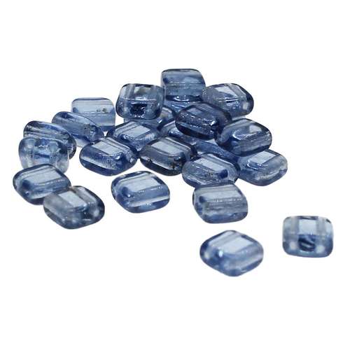 6mm Czech glass glass beads gold marble - light sapphire — pack of 25, high-quality two-hole beads ideal for jewelry making, bead weaving…