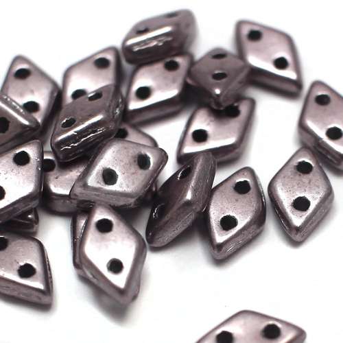 Czech glass glass beads met almost mauve — pack of 60, high-quality two-hole beads ideal for jewelry making, bead weaving, and crafts