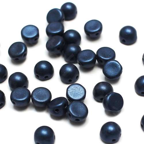 7mm Czech glass glass beads metallic suede dark blue — pack of 25, high-quality two-hole beads ideal for jewelry making, bead weaving, an…