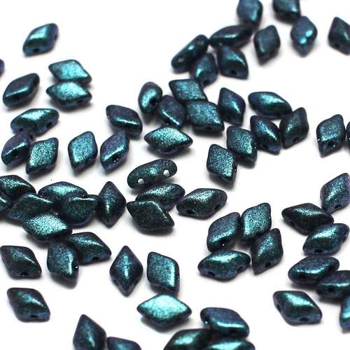 8x5mm 10g Czech glass Rulla beads polychrome indigo violet — two-hole beads for jewelry making and bead weaving