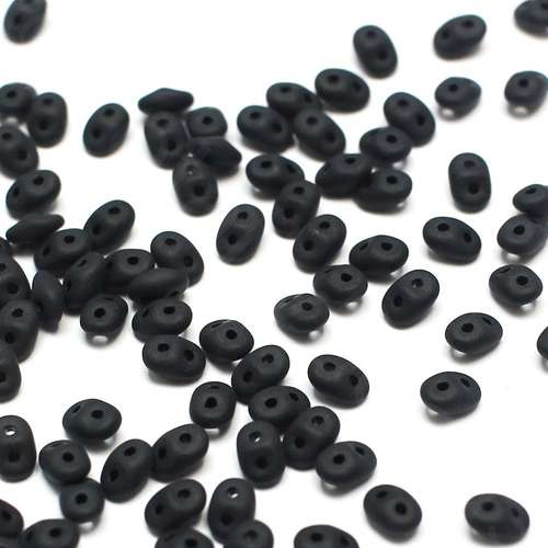 10g Czech glass Rulla beads matte jet — two-hole beads for jewelry making and bead weaving