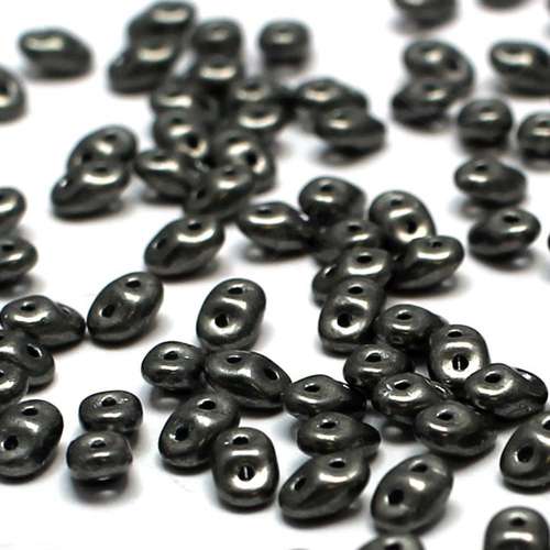 10g Czech glass Rulla beads saturated met. frost gray — two-hole beads for jewelry making and bead weaving