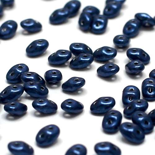 10g Czech glass Rulla beads sat. met evening blue — two-hole beads for jewelry making and bead weaving