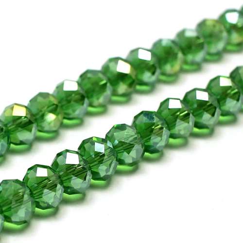 8mm crystal beads light emerald green ab — AB finish, faceted for jewelry making and beadwork