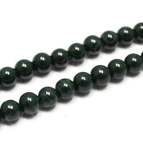 Opaque Glass Round Beads 8mm - Emerald Green