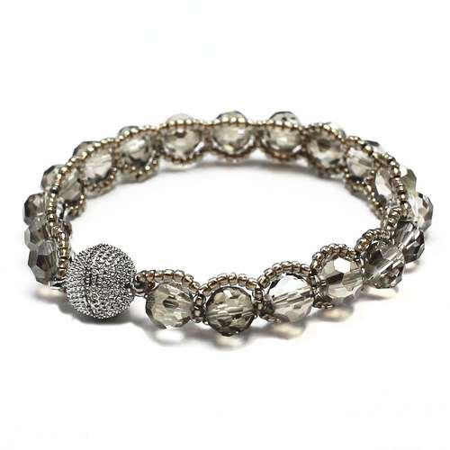 Elizabeth Crystal Bracelet silver dust - makes 3 bracelet making kit — DIY set with beads and instructions for creating handmade jewelry