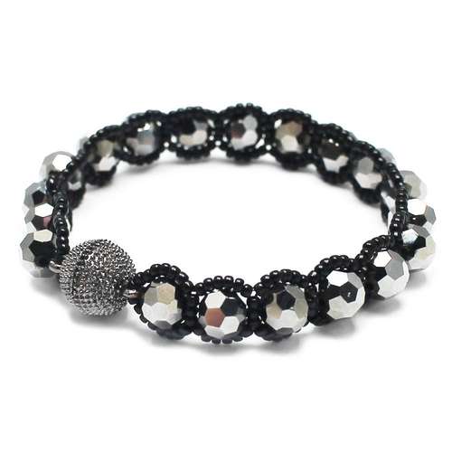 Elizabeth Crystal Bracelet monochrome - makes 3 bracelet making kit — DIY set with beads and instructions for creating handmade jewelry