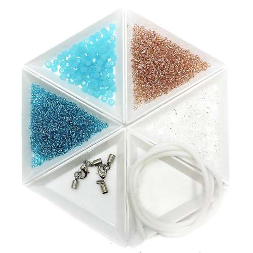 Bead Weaving crystal blue - makes 2 jewelry making kit — DIY set with beads and instructions for creating handmade jewelry
