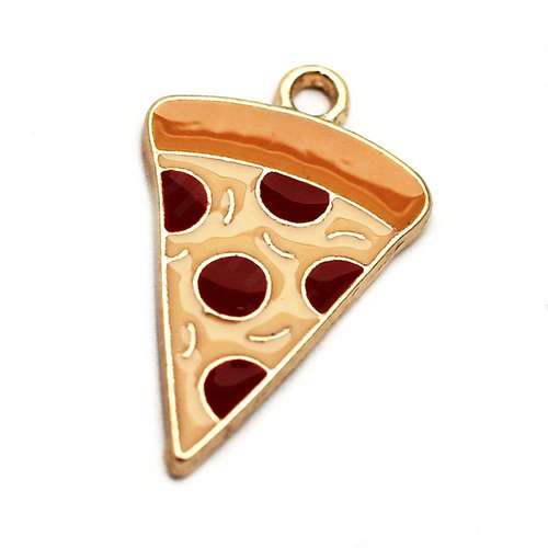 Enamel Gold Charm - Pizza Slice 2pc
