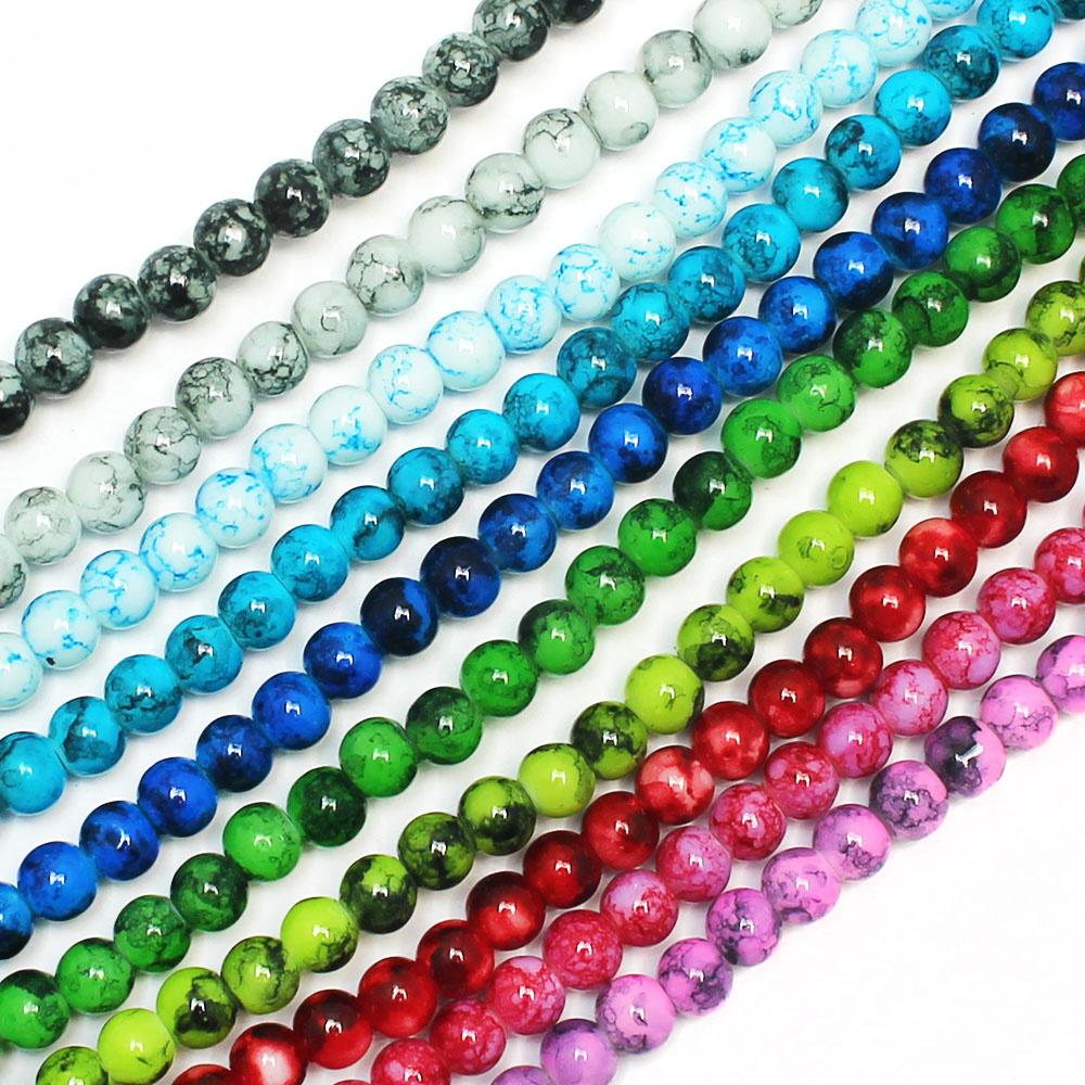 Marble Glass Beads Round 6mm Mix Craft, hobby & jewellery supplies