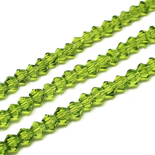 4mm crystal bicone beads chartreuse — faceted for jewelry making and beadwork