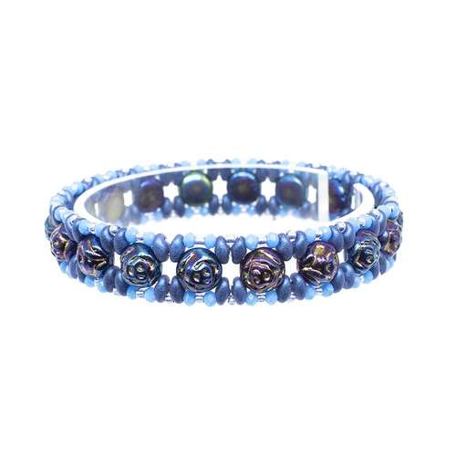 Caroline Rose Bracelet blue iris bracelet making kit — DIY set with beads and instructions for creating handmade jewelry