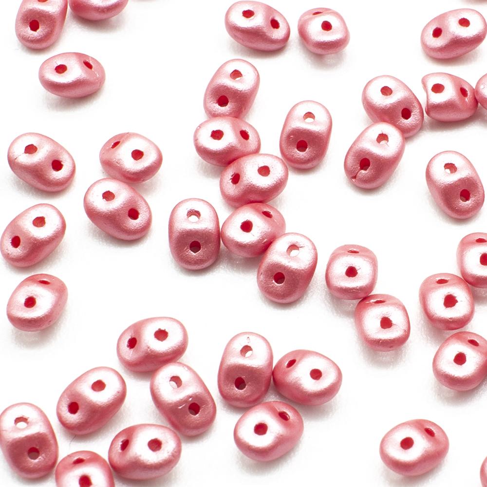 10g Czech glass Rulla beads powdery pastel maroon — two-hole beads for jewelry making and bead weaving