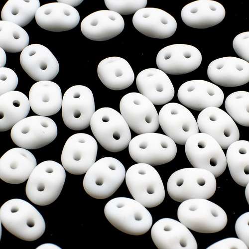 10g Czech glass Rulla beads opaque white matte — two-hole beads for jewelry making and bead weaving