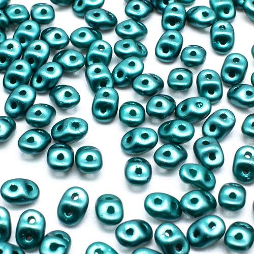 10g Czech glass Rulla beads pastel dark green — two-hole beads for jewelry making and bead weaving