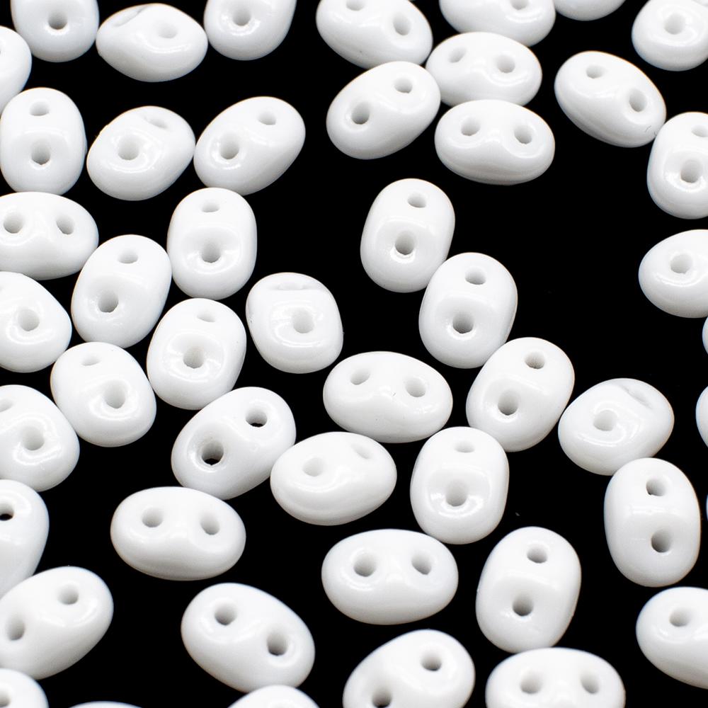 10g Czech glass Rulla beads white — two-hole beads for jewelry making and bead weaving