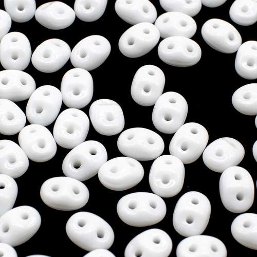 10g Czech glass Rulla beads white — two-hole beads for jewelry making and bead weaving