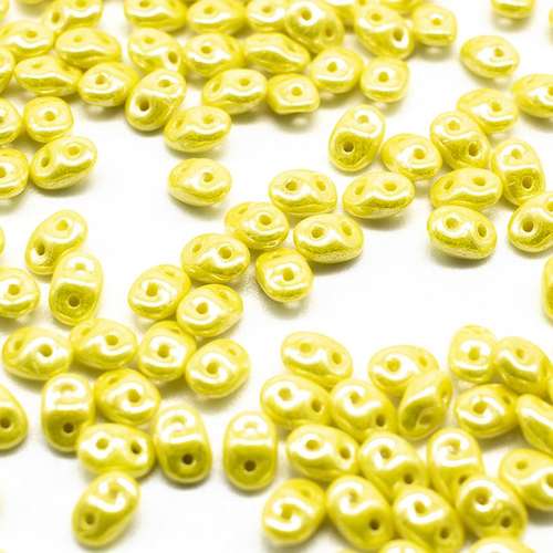 10g Czech glass Rulla beads luster opaque lemon — two-hole beads for jewelry making and bead weaving