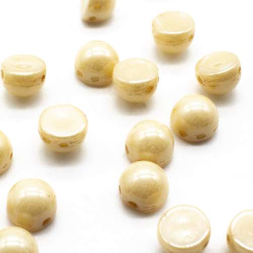 7mm Czech glass glass beads luster opq. champagne — pack of 25, high-quality two-hole beads ideal for jewelry making, bead weaving, and c…