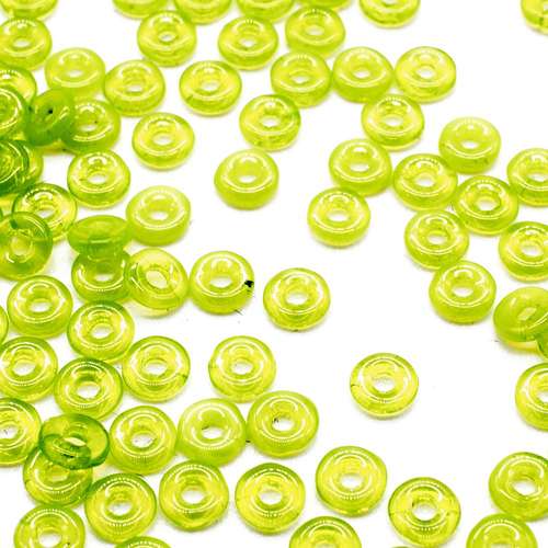 4mm Czech glass glass beads ring 4mm 5g 180pcs - milky dk peridot — pack of 5, high-quality two-hole beads ideal for jewelry making, bead…