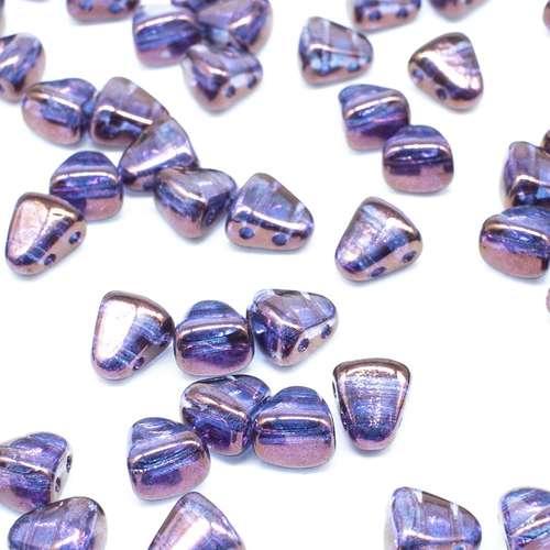 Czech glass Rulla beads bit czech glass beads 30pcs - luster trans. amethyst — two-hole beads for jewelry making and bead weaving
