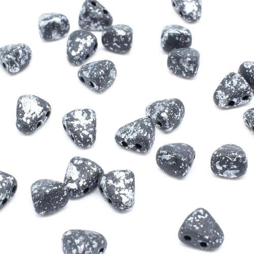 Czech glass Rulla beads bit czech glass beads 30pcs - tweedy silver — two-hole beads for jewelry making and bead weaving