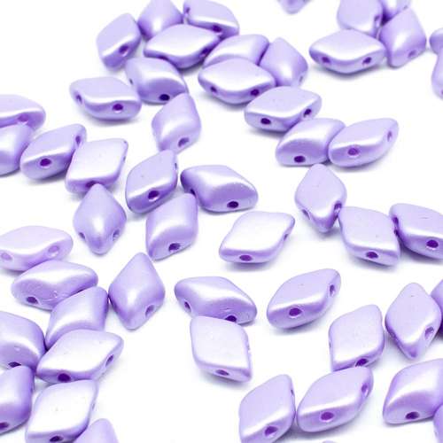 8x5mm 10g Czech glass Rulla beads powdery pastel purple — two-hole beads for jewelry making and bead weaving