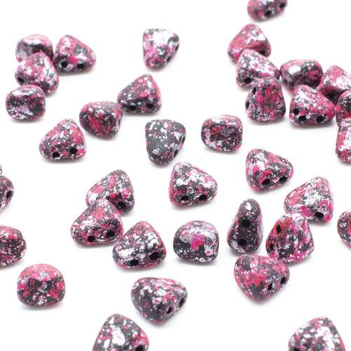 Czech glass Rulla beads bit czech glass beads 30pcs - tweedy pink — two-hole beads for jewelry making and bead weaving