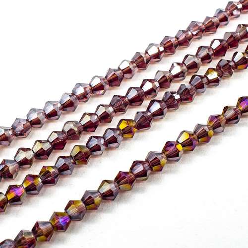 3mm crystal bicone beads light purple ab — AB finish, faceted for jewelry making and beadwork