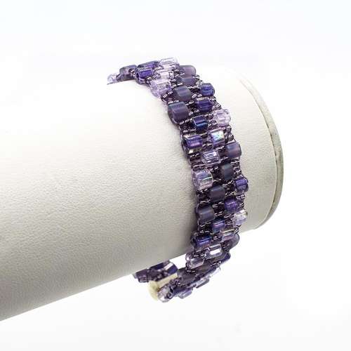 Double Drop Peyote Bracelet Makes 3 tanzanite bracelet making kit — DIY set with beads and instructions for creating handmade jewelry