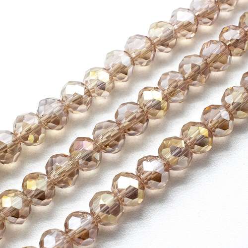 6mm crystal beads champagne ab, pack of 100 — AB finish, faceted for jewelry making and beadwork