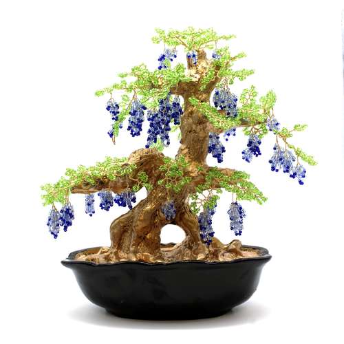 A Wisteria tree on Ceramic base Kit jewelry making kit — DIY set with beads and instructions for creating handmade jewelry