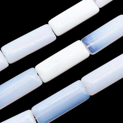 Opal Lilac Flat Long Slim Rectangle Beads - 40x15mm