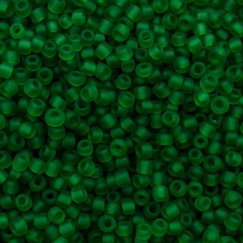 size 8 FGB glass seed beads frosted forrest green — 50g pack, ideal for bead weaving, embroidery, and jewelry making