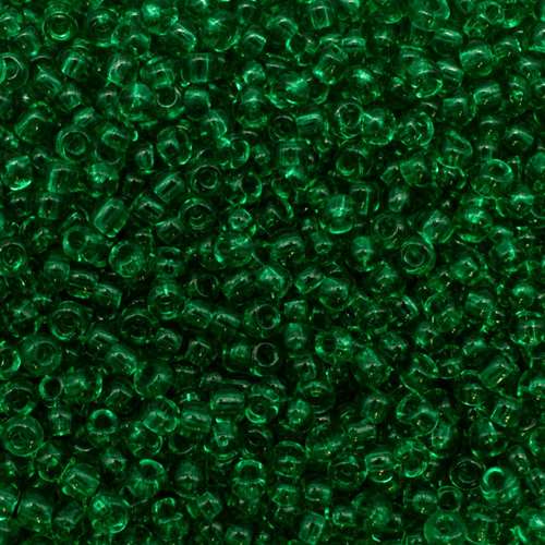 size 8 FGB glass seed beads transparent forrest green — 50g pack, ideal for bead weaving, embroidery, and jewelry making
