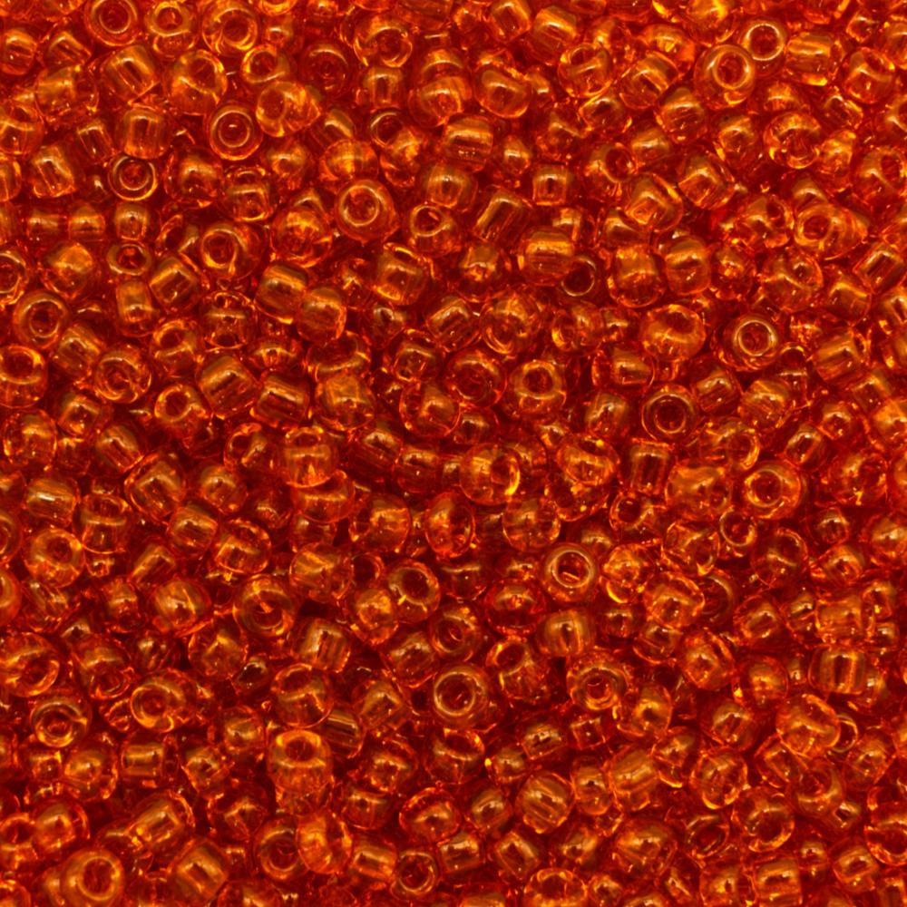 size 8 FGB glass seed beads transparent orange — 50g pack, ideal for bead weaving, embroidery, and jewelry making