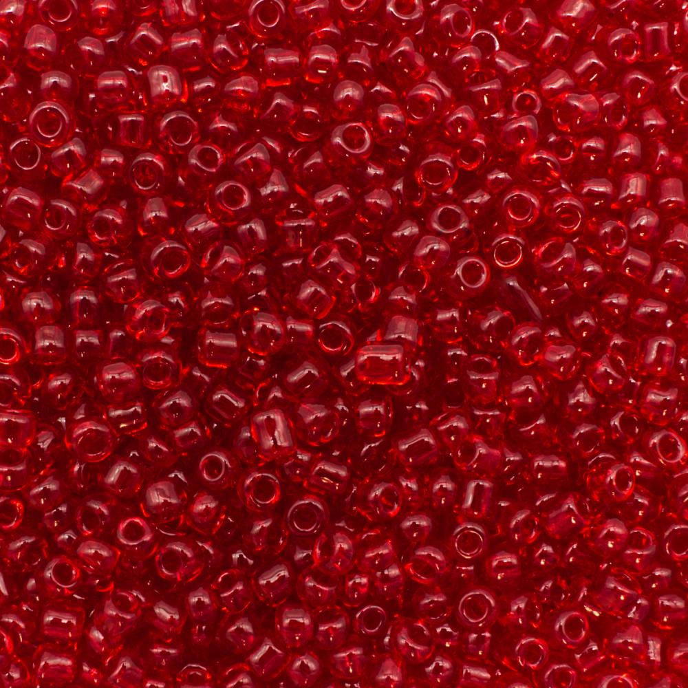 size 8 FGB glass seed beads transparent crimson — 50g pack, ideal for bead weaving, embroidery, and jewelry making