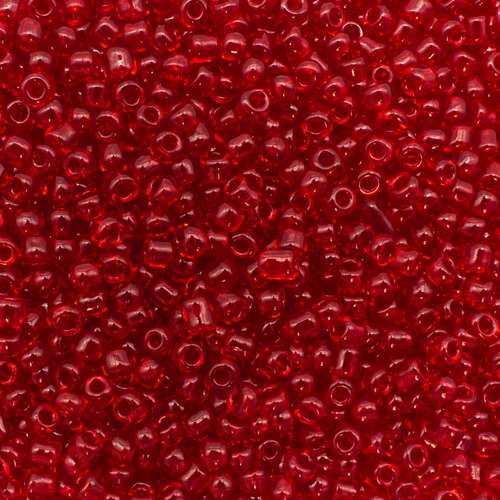 size 8 FGB glass seed beads transparent crimson — 50g pack, ideal for bead weaving, embroidery, and jewelry making