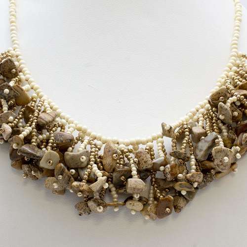 Coralling Necklace Makes 4 picture jasper necklace making kit — DIY set with beads and instructions for creating handmade jewelry