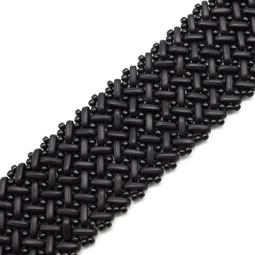 Chevron Stitch Bracelet with Czech Bars matte jet bracelet making kit — DIY set with beads and instructions for creating handmade jewelry