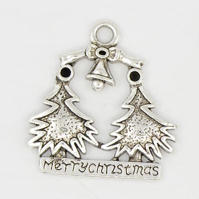 Antique SIlver Charm - 2 Christmas Trees 8pcs
