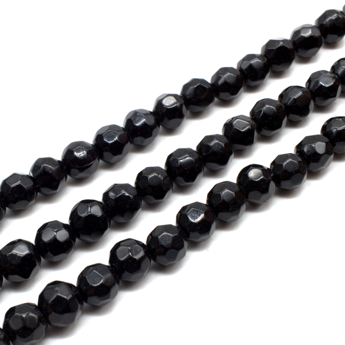 Glass Beads Facet Round 12mm - Black