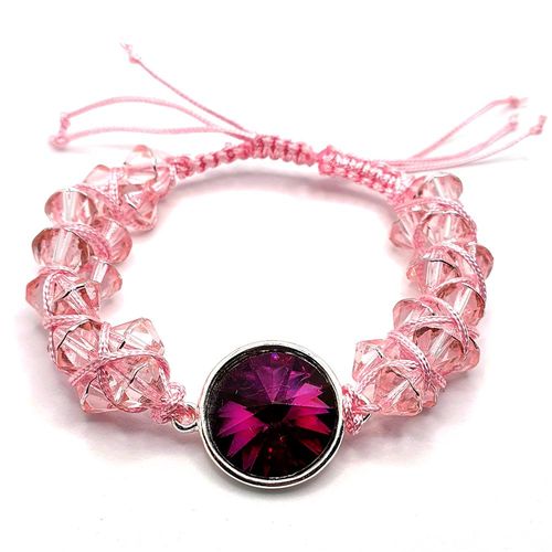 Macrame Rivoli Bracelet pink bracelet making kit — DIY set with beads and instructions for creating handmade jewelry