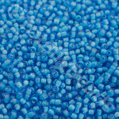 Toho Size 8 Seed Beads 10g - Aqua/White Lined