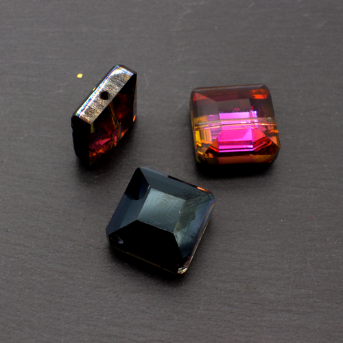 14mm crystal beads jet black pink, pack of 8 — faceted for jewelry making and beadwork